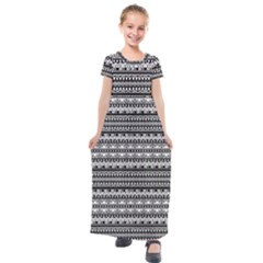 Tribal Zentangle Line Pattern Kids  Short Sleeve Maxi Dress by Semog4