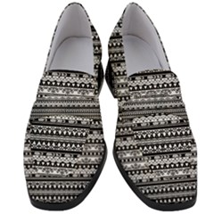 Tribal Zentangle Line Pattern Women s Chunky Heel Loafers by Semog4