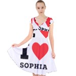 I love sophia Cap Sleeve Front Wrap Midi Dress
