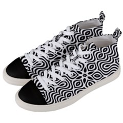 Pattern Wave Symmetry Monochrome Abstract Men s Mid-top Canvas Sneakers