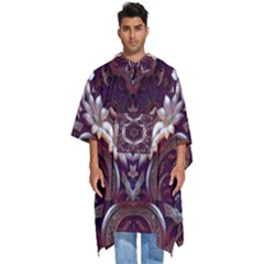 Rosette Kaleidoscope Mosaic Abstract Background Men s Hooded Rain Ponchos by Jancukart