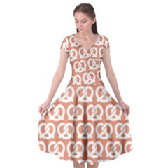 Salmon Pretzel Illustrations Pattern Cap Sleeve Wrap Front Dress by GardenOfOphir