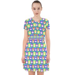 Colorful Whimsical Owl Pattern Adorable In Chiffon Dress by GardenOfOphir
