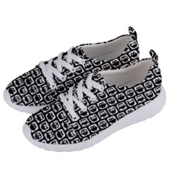 Black And White Owl Pattern Women s Lightweight Sports Shoes by GardenOfOphir