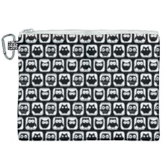 Black And White Owl Pattern Canvas Cosmetic Bag (xxl)
