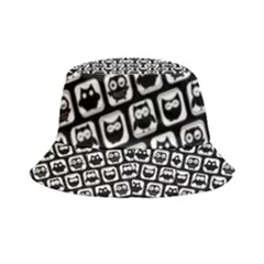Black And White Owl Pattern Inside Out Bucket Hat by GardenOfOphir