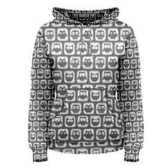 Gray And White Owl Pattern Women s Pullover Hoodie by GardenOfOphir