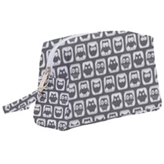 Gray And White Owl Pattern Wristlet Pouch Bag (large) by GardenOfOphir