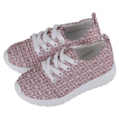 Light Pink And White Owl Pattern Kids  Lightweight Sports Shoes by GardenOfOphir