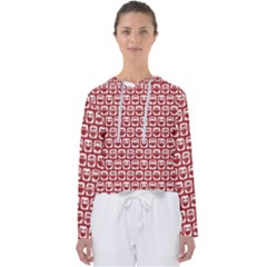 Red And White Owl Pattern Women s Slouchy Sweat by GardenOfOphir