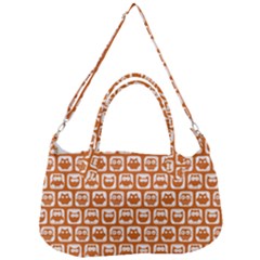 Orange And White Owl Pattern Removal Strap Handbag by GardenOfOphir