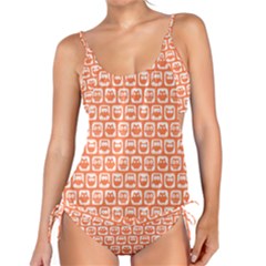 Coral And White Owl Pattern Tankini Set by GardenOfOphir
