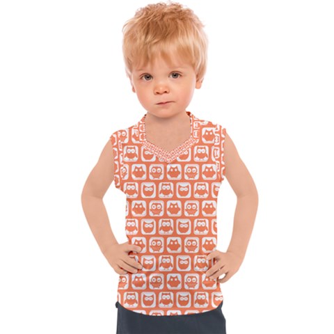 Coral And White Owl Pattern Kids  Sport Tank Top by GardenOfOphir