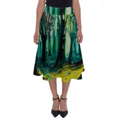 Ai Generated Trees Forest Mystical Forest Nature Art Perfect Length Midi Skirt by Ravend