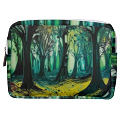 Ai Generated Trees Forest Mystical Forest Nature Art Make Up Pouch (medium)