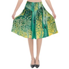 Nature Trees Forest Mystical Forest Jungle Flared Midi Skirt by Ravend