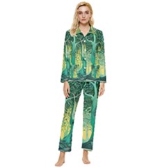 Nature Trees Forest Mystical Forest Jungle Womens  Long Sleeve Velvet Pocket Pajamas Set by Ravend