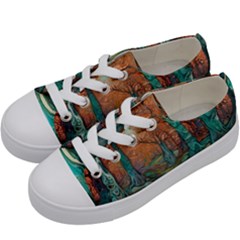 Ai Generated Tree Forest Mystical Forest Nature Kids  Low Top Canvas Sneakers by Ravend