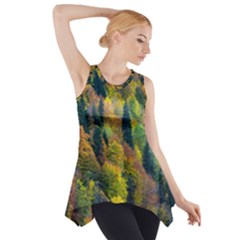 Forest Trees Leaves Fall Autumn Nature Sunshine Side Drop Tank Tunic