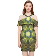 Fractal-fantasy-design-background- Shoulder Frill Bodycon Summer Dress by Vaneshart
