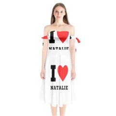 I Love Natalie Shoulder Tie Bardot Midi Dress