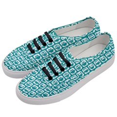 Teal And White Owl Pattern Women s Classic Low Top Sneakers by GardenOfOphir