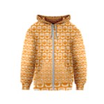 Yellow And White Owl Pattern Kids  Zipper Hoodie