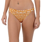 Yellow And White Owl Pattern Band Bikini Bottoms