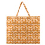 Yellow And White Owl Pattern Zipper Large Tote Bag
