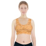 Yellow And White Owl Pattern Sports Bra With Pocket