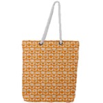 Yellow And White Owl Pattern Full Print Rope Handle Tote (Large)