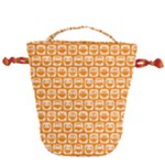 Yellow And White Owl Pattern Drawstring Bucket Bag