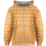 Yellow And White Owl Pattern Kids  Zipper Hoodie Without Drawstring
