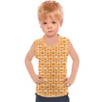 Yellow And White Owl Pattern Kids  Sport Tank Top