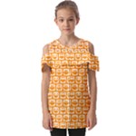 Yellow And White Owl Pattern Fold Over Open Sleeve Top