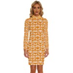 Yellow And White Owl Pattern Long Sleeve Shirt Collar Bodycon Dress