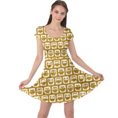 Olive And White Owl Pattern Cap Sleeve Dress by GardenOfOphir