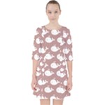 Cute Whale Illustration Pattern Quarter Sleeve Pocket Dress