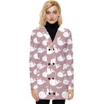 Cute Whale Illustration Pattern Button Up Hooded Coat 