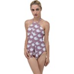 Cute Whale Illustration Pattern Go with the Flow One Piece Swimsuit