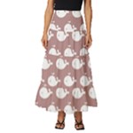 Cute Whale Illustration Pattern Tiered Ruffle Maxi Skirt