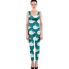 Cute Whale Illustration Pattern One Piece Catsuit by GardenOfOphir