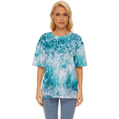 Tropical Blue Ocean Wave Oversized Basic Tee by Jack14