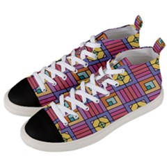Pattern Geometric Colorful Lines Shapes Men s Mid-top Canvas Sneakers