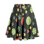 Watermelon Berry Patterns Pattern High Waist Skirt