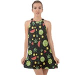 Watermelon Berry Patterns Pattern Halter Tie Back Chiffon Dress