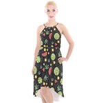 Watermelon Berry Patterns Pattern High-Low Halter Chiffon Dress 