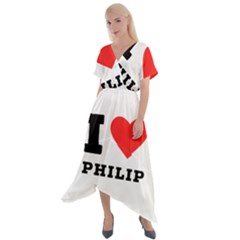 I Love Philip Cross Front Sharkbite Hem Maxi Dress by ilovewhateva