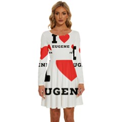 I Love Eugene Long Sleeve Wide Neck Velvet Dress by ilovewhateva