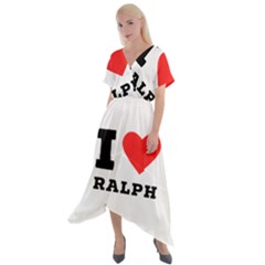 I Love Ralph Cross Front Sharkbite Hem Maxi Dress by ilovewhateva